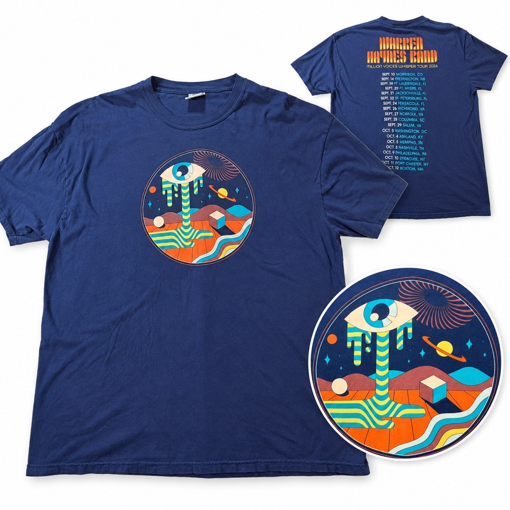 Warren Haynes Band T Shirt Mens 3XL 2024 Tour Graphic Navy Blue Comfort Colors